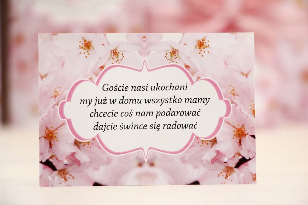 Romantic Cherry Blossom Insert, Money Poem Card | Wedding Invitation Enclosure Cards | Felicja No. 13