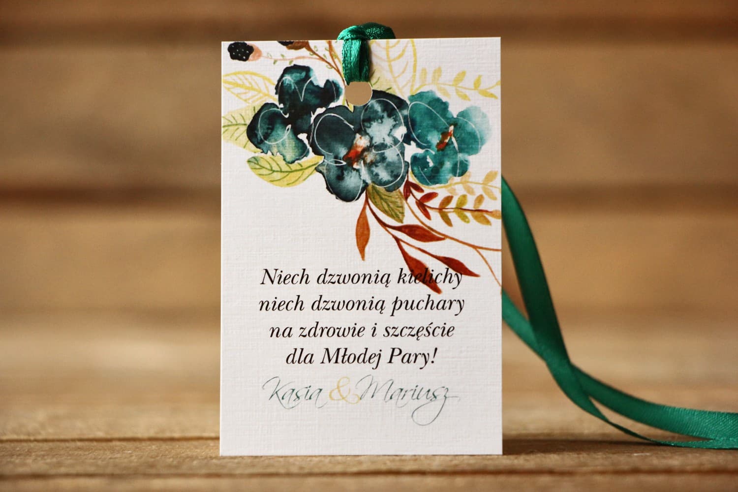 Etiquetas para Botellas Flores Esmeralda Acuarela | Elegantes Etiquetas para Alcohol | Flores Pintadas nº 21