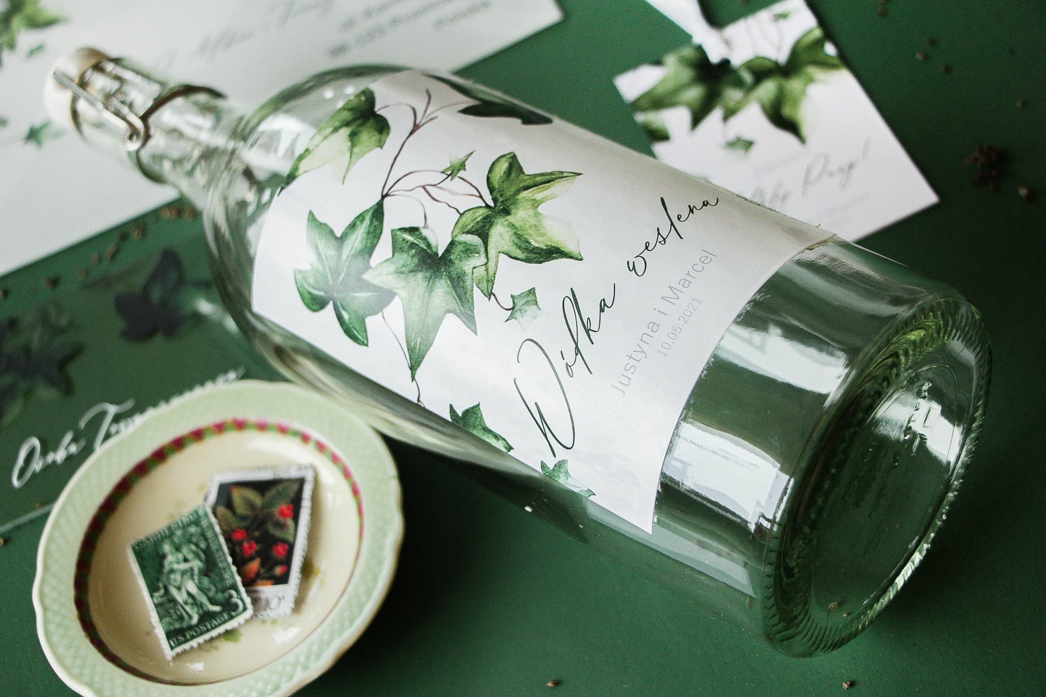 Etiquetas para Bodas Greenery con Hiedra | Pegatinas Personalizadas para Alcohol | Soft n.º 2