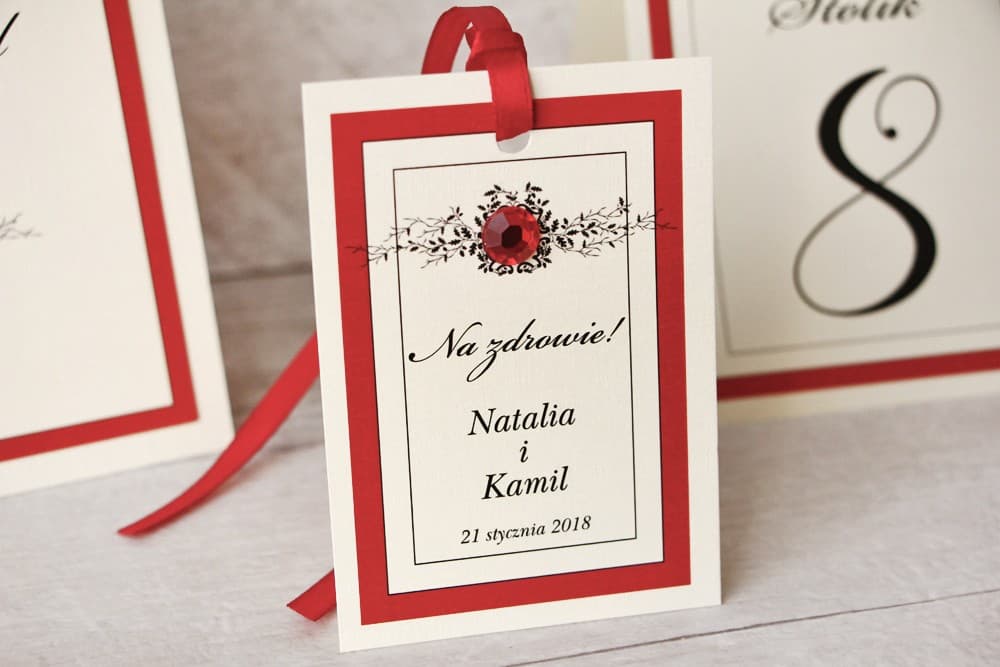 Elegantes Etiquetas para Botellas con Encaje y Circonita, Personalizadas | Etiquetas para Boda | Con Encaje nº 9