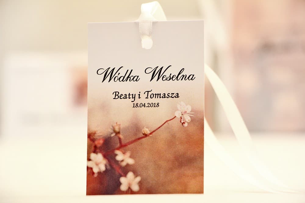 Elegantes Etiquetas para Botellas de Boda con Flores de Manzano | Colgantes Personalizados | Elegant nº 16