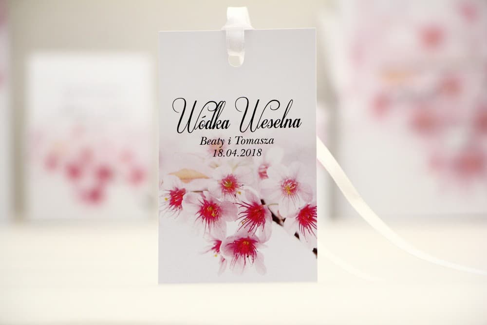 Etiquetas para botellas con motivo de flor de cerezo, frases personalizadas | Etiquetas para licores de boda | Elegant nº 23