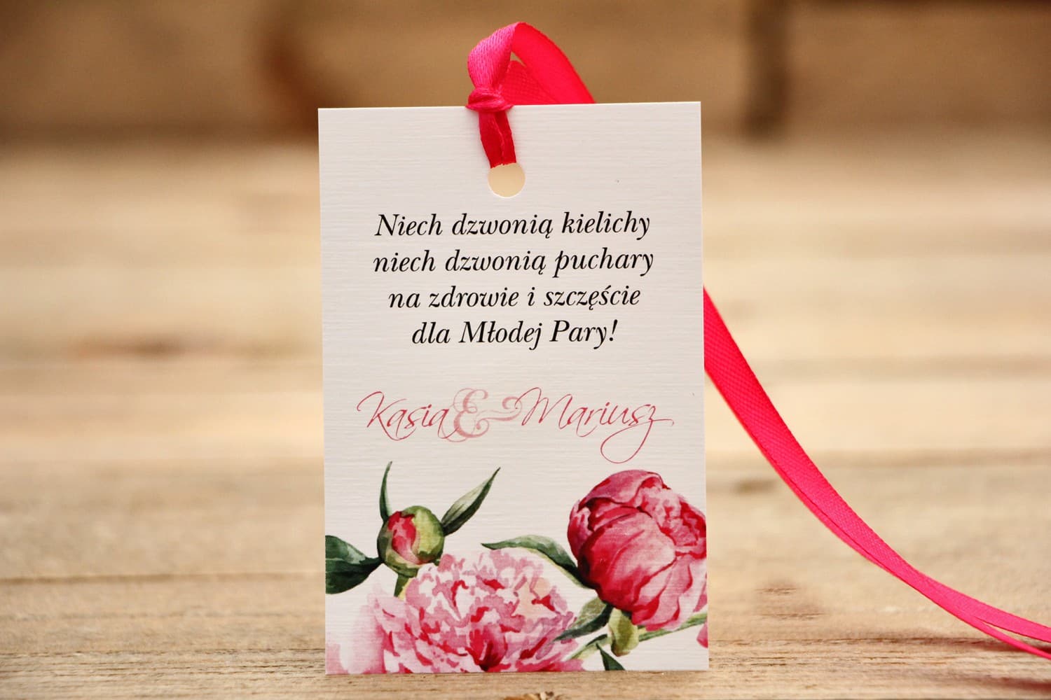 Etiquetas para Botellas Peonías Amaranto | Etiquetas Personalizadas para Alcohol | Flores Pintadas nº 15