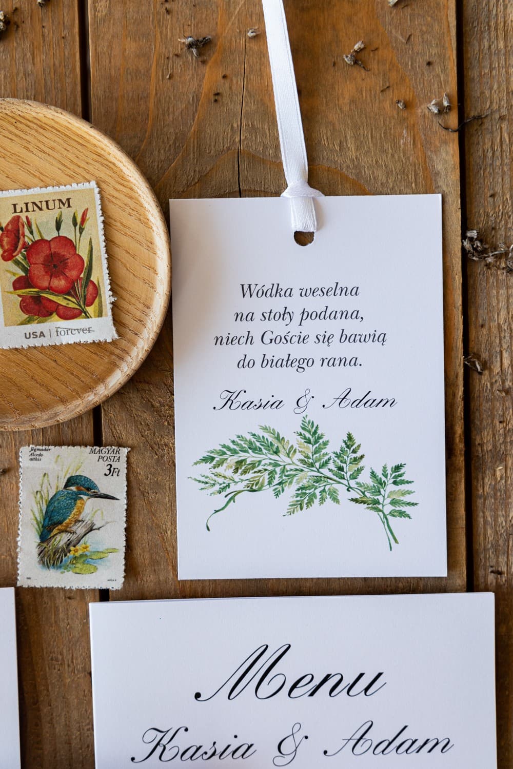 Etiquetas para Botellas de Boda con Helecho | Etiquetas Botánicas para Alcohol, Personalización Completa | Kalia nº 1