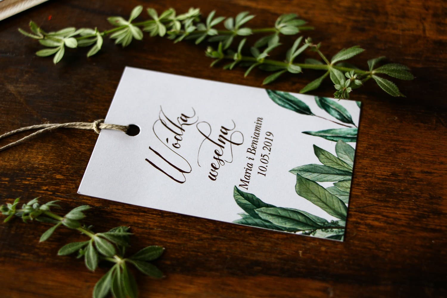 Etiquetas Personalizadas para Vodka de Boda, Alcohol | Motivo de Ramas de Olivo, Estilo Greenery | Indygo n.º 2