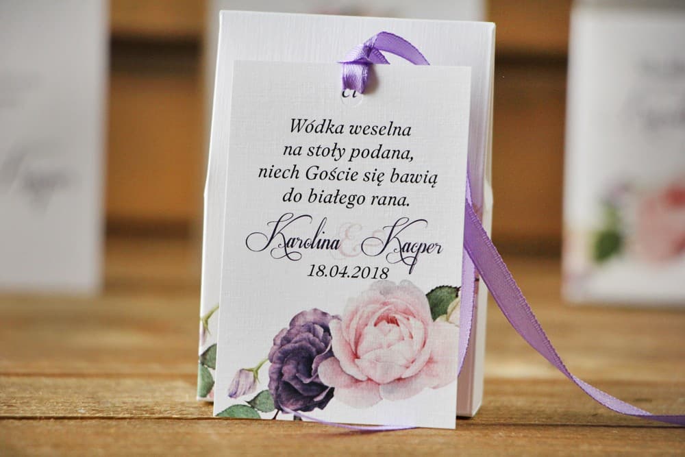 Étiquettes pour bouteilles d'alcool - Aquarelle n° 16 - Roses poudrées et violettes