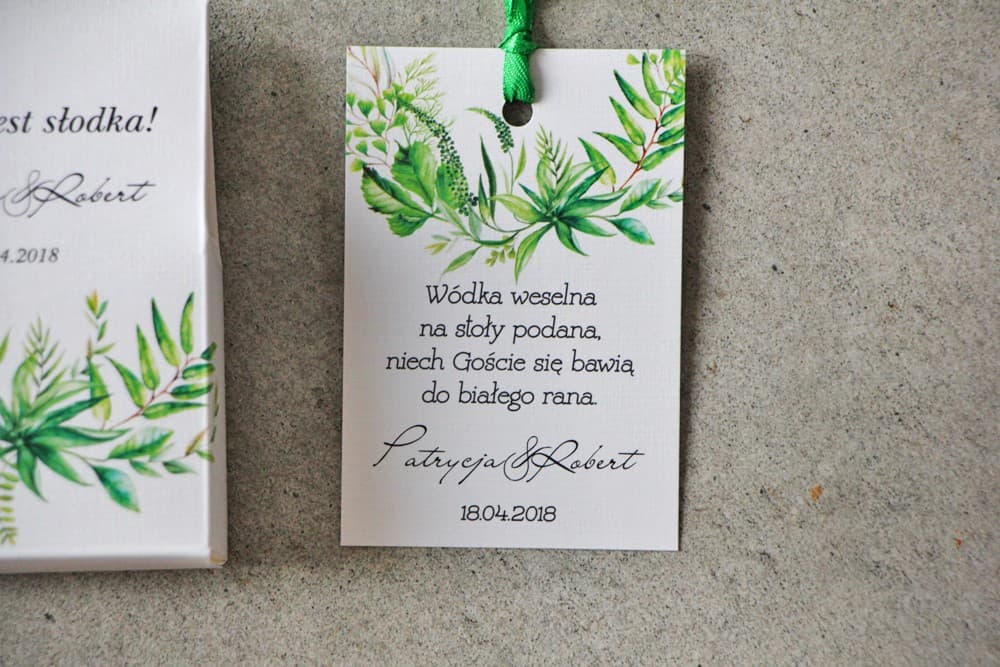 Étiquette pour bouteille, Mariage - Pistacjowe n° 20 - Herbe sauvage verte