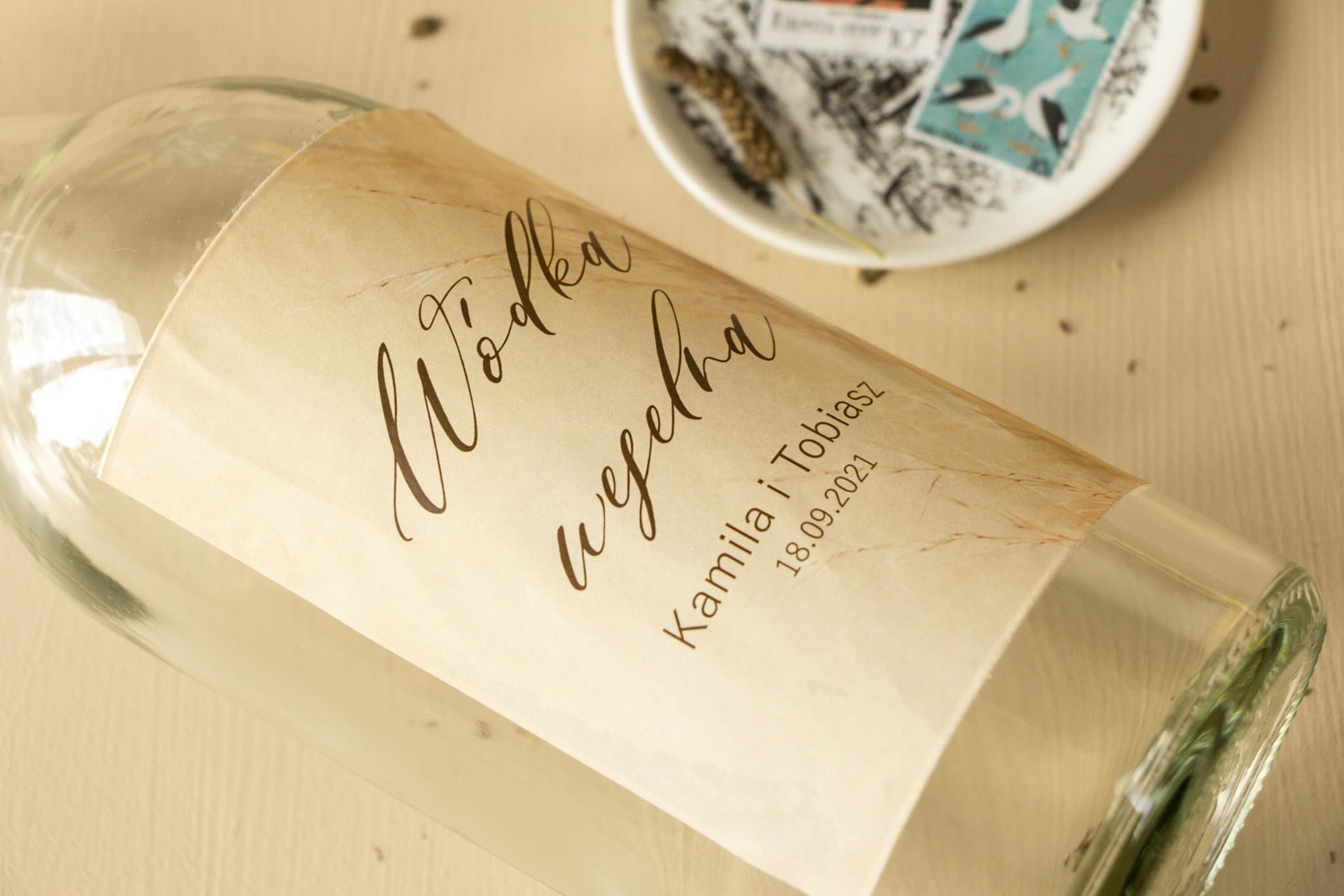 Étiquettes de Vodka de Mariage avec Herbe de la Pampa Boho | Stickers Alcool Personnalisés | Opal n° 1