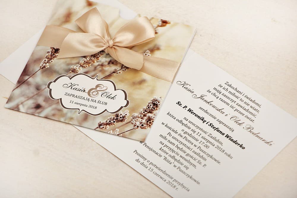 Faire-part de mariage boho avec étui Felicja n° 10 herbes des champs Amelia Wedding