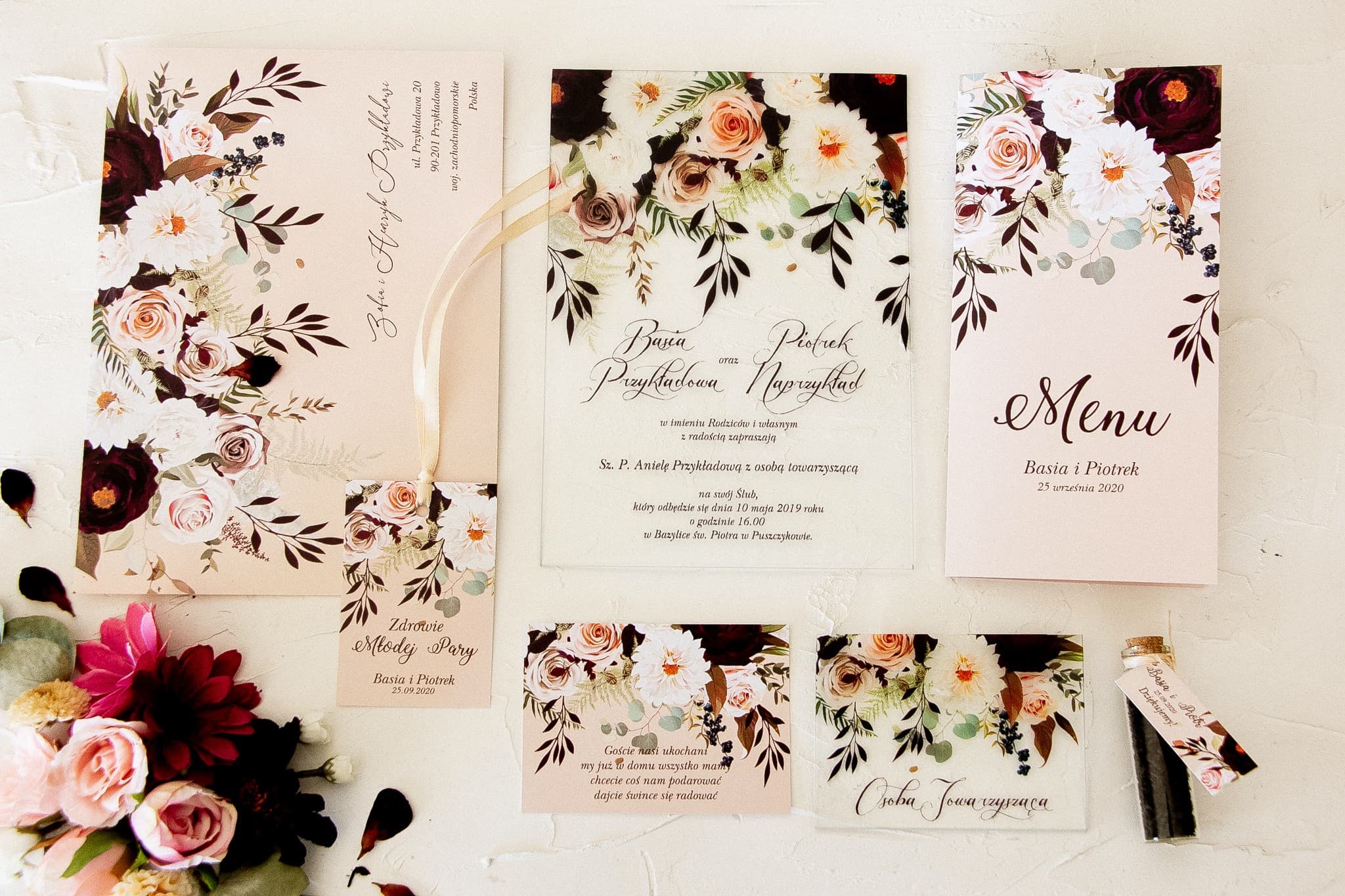 Ensemble papeterie mariage boho Korani n° 2 marque-places et menu Amelia Wedding