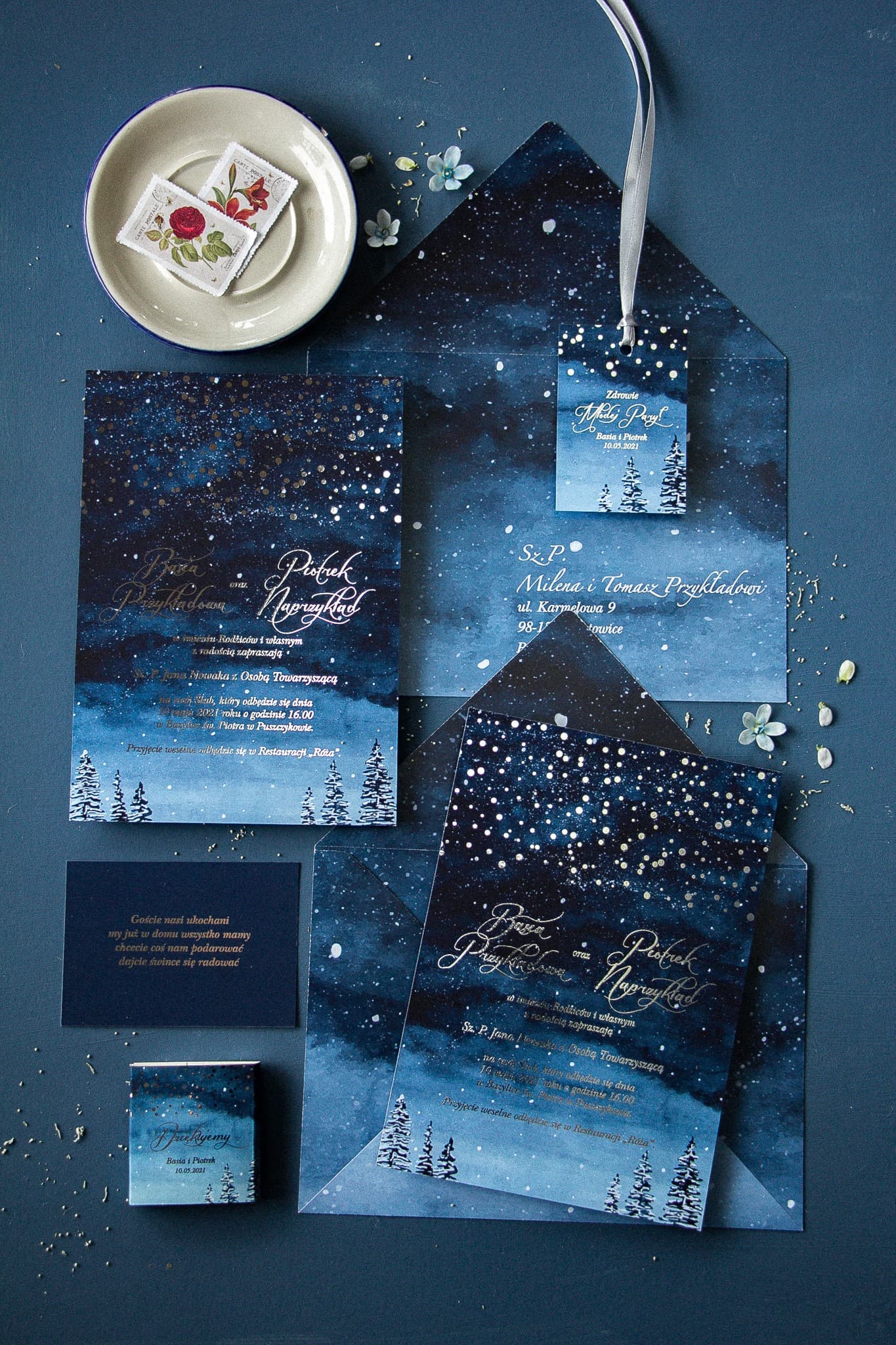 Faire-part de Mariage Glamour – Pastel n° 6 Ciel Étoilé et Argenture