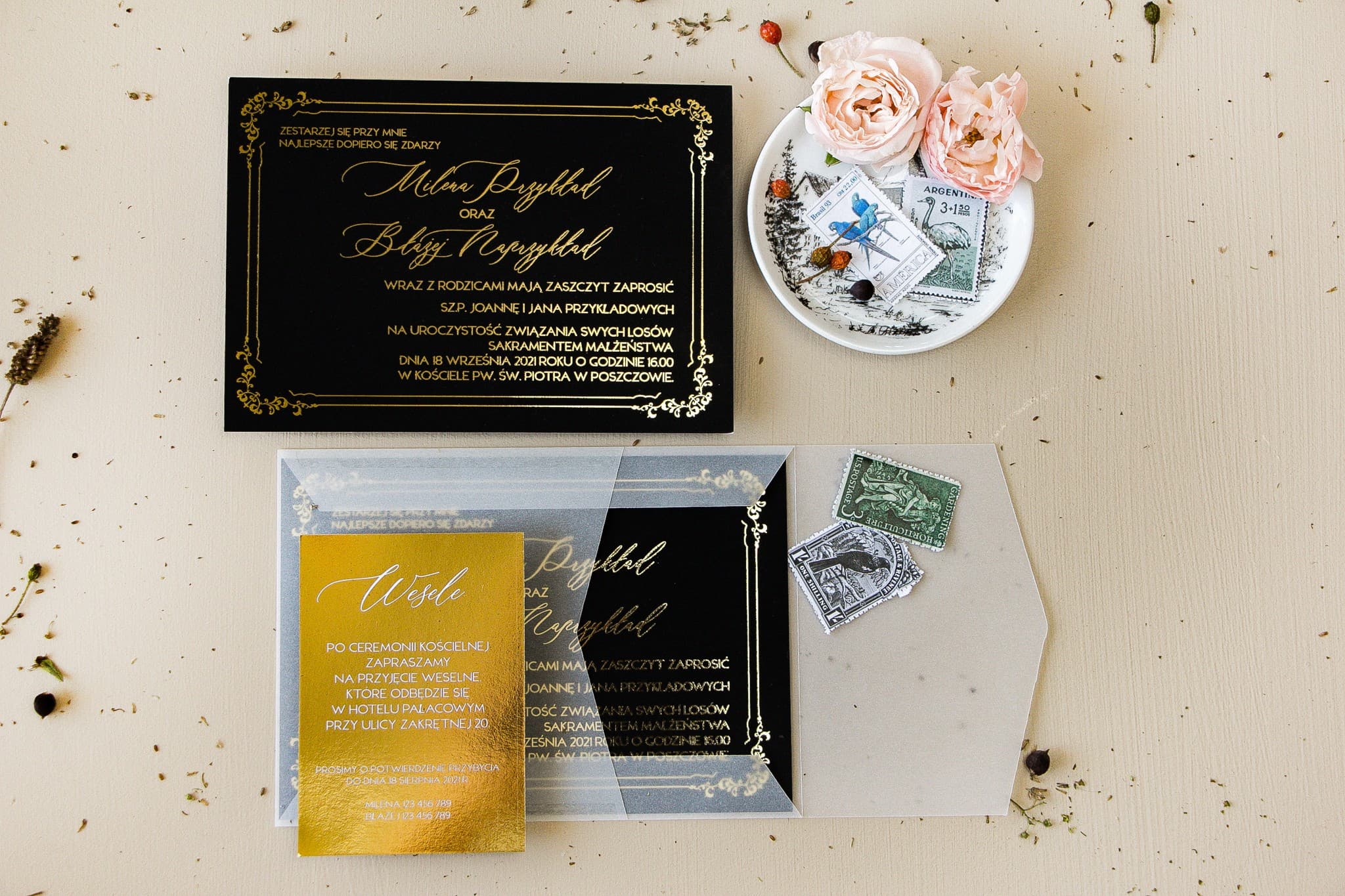 Faire-part de mariage moderne avec enveloppe transparente Sand n° 2 Amelia Wedding