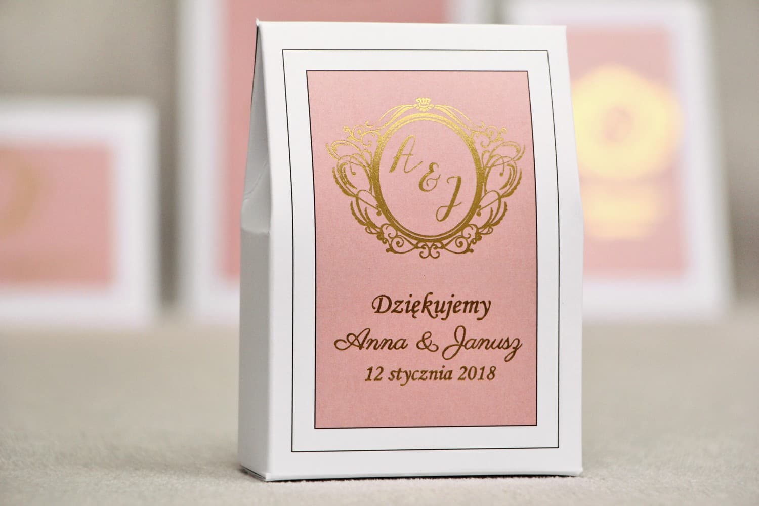 Elegant Gold-Foiled Wedding Favour Boxes | Sweet Caramel Gifts | Sonata No. 2