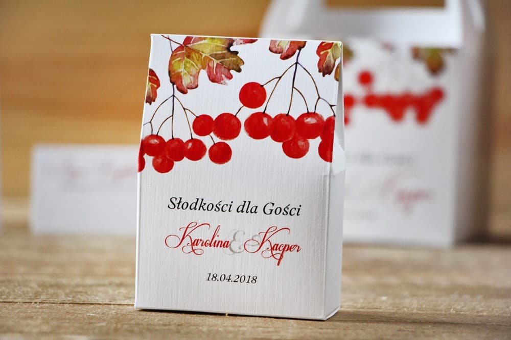 Wedding Favour Favour Box with Sweets, Autumn Rowan Motif | Wedding Favours | Watercolours No. 12