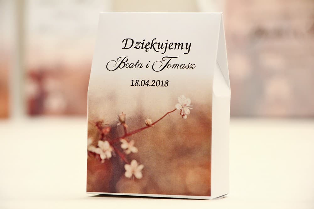 Beige Apple Blossom Wedding Favour Boxes | Personalized Favour Boxes | Elegant No. 16