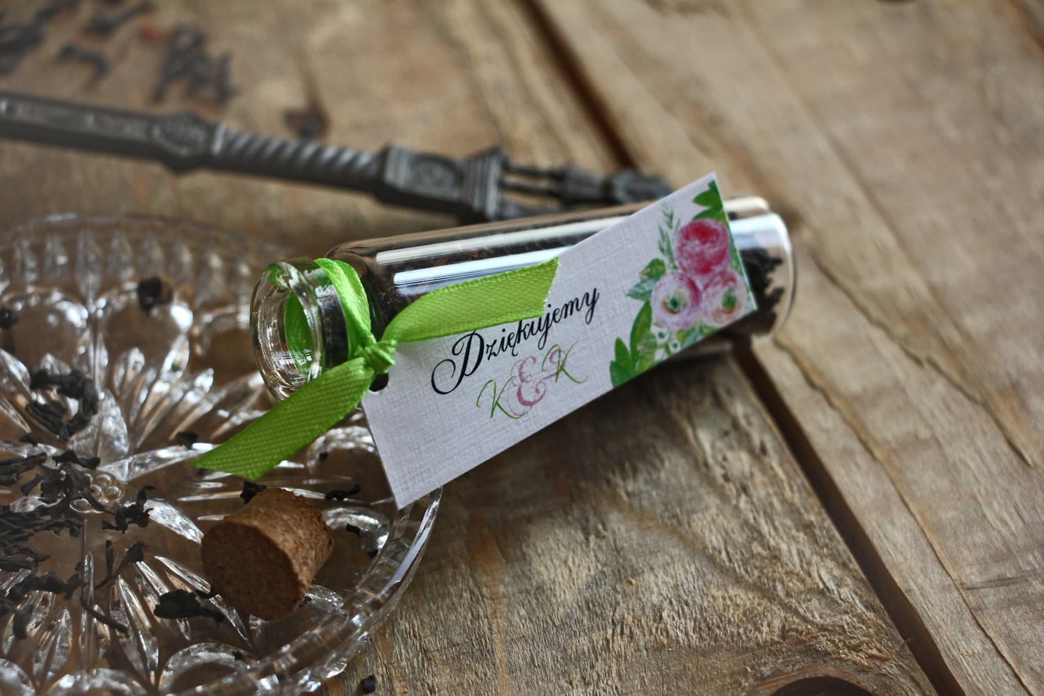 Thé en Fiole Cadeau Invité | Souvenirs de Mariage Motif Floral | Aquarelle n° 22