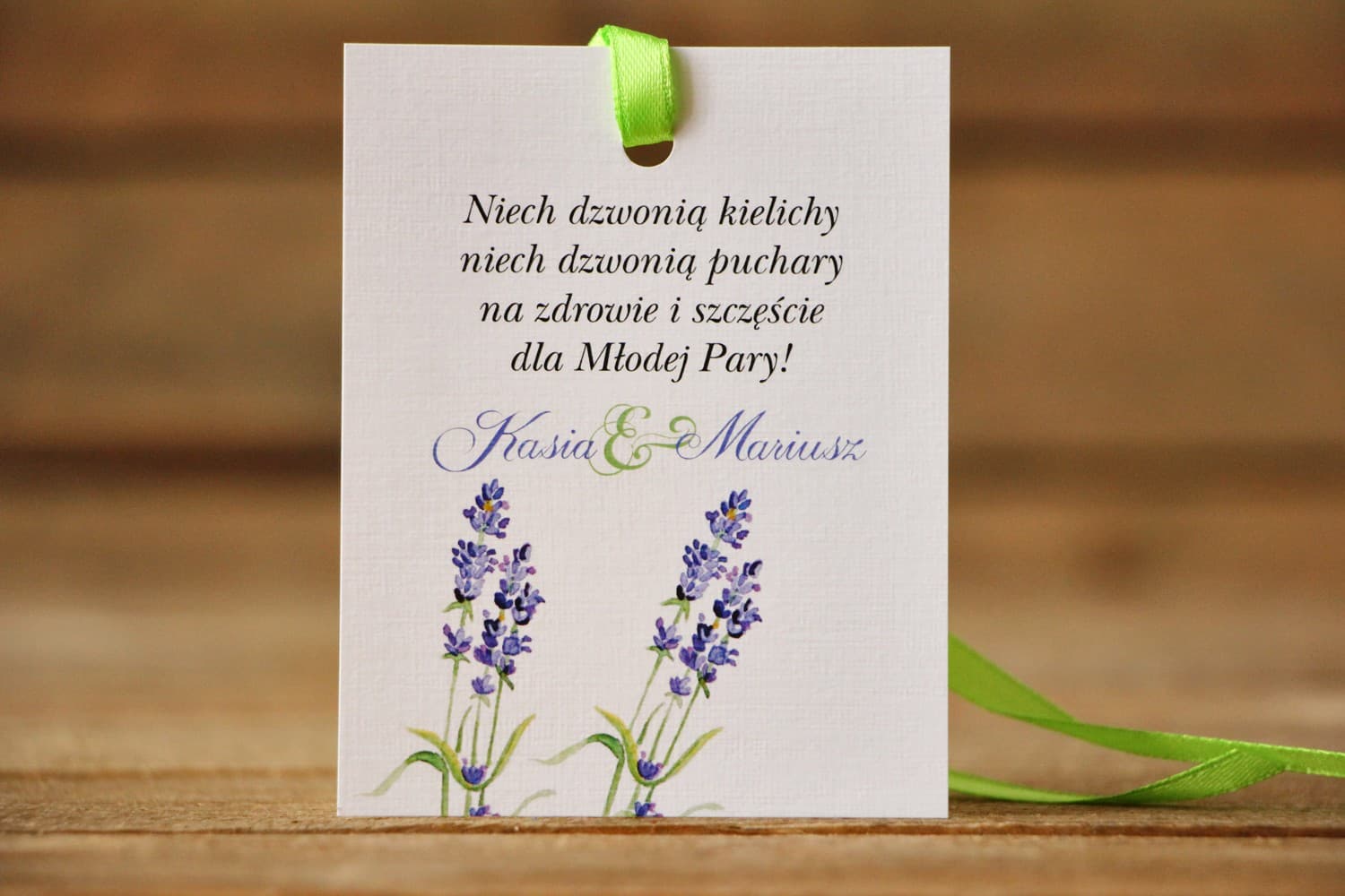 Flaschenanhänger für Hochzeitsspirituosen Lavendel | Personalisierte Anhänger Aquarell | Gemalte Blumen Nr. 8