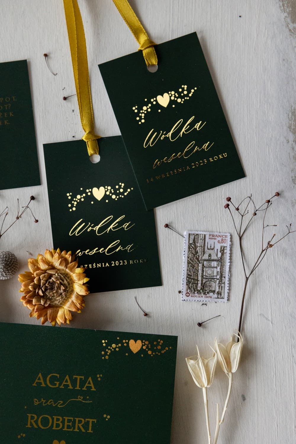 Flaschenanhänger Hochzeit Goldene Blätter | Elegante Etiketten | Simple Nr. 2