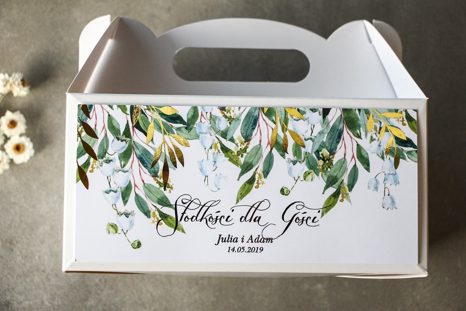 Wedding Cake Boxes Rubin No. 4 – Gold Foiled Botanical Design