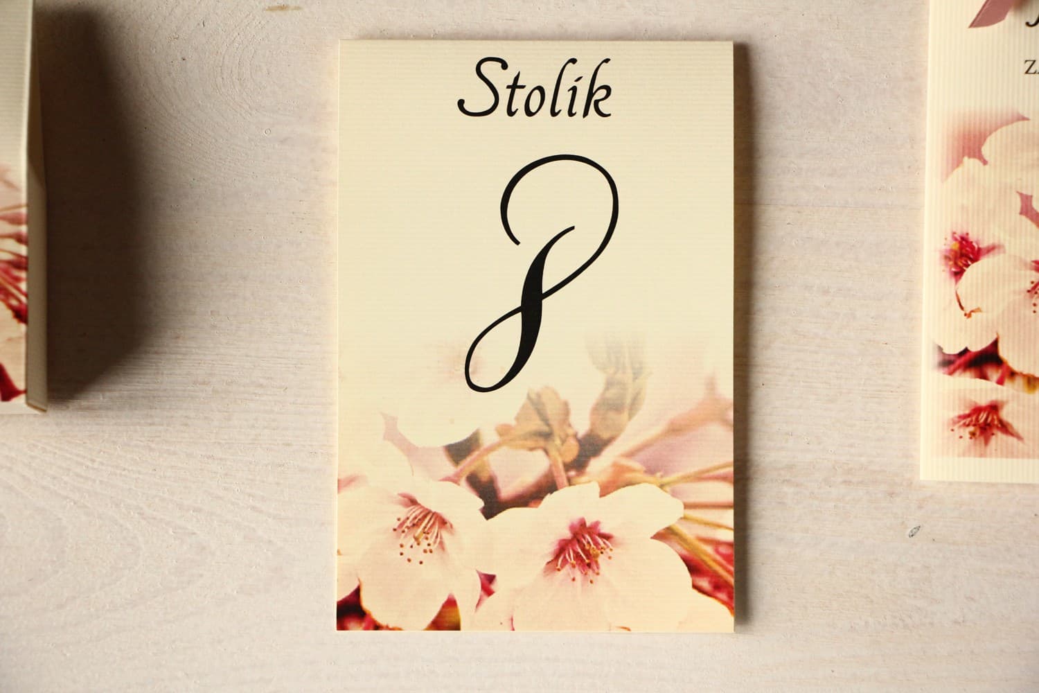 Standing A6 Wedding Table Numbers with Cherry Blossoms | Elegant Table Numbering | Magnet No. 9