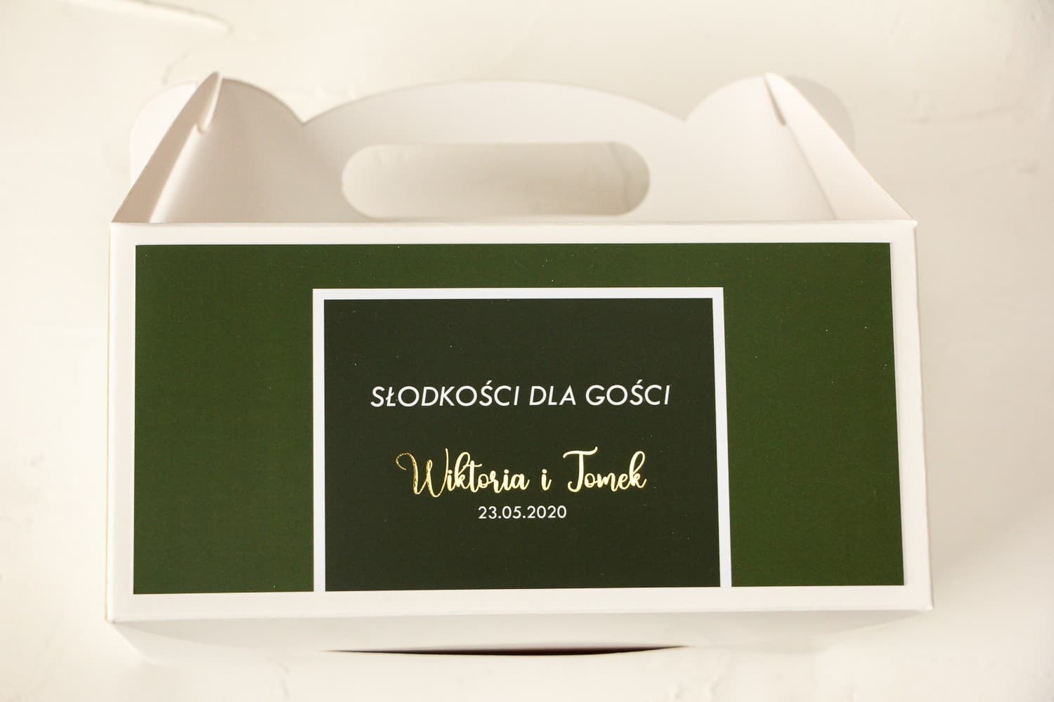 Foiled Sage Green Wedding Cake Box | Elegant Guest Favour Packaging | Emerald No. 3