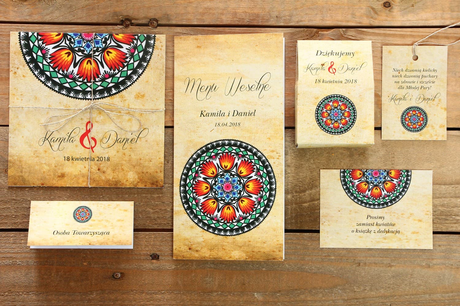Folk Wedding Invitation Samples | Folk Style Wedding Stationery Sample Pack | Folk Design 1