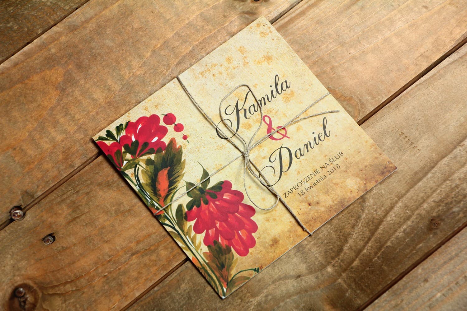 Folk Style Wedding Invitations with Colourful Flowers – Folk No. 7 - 2