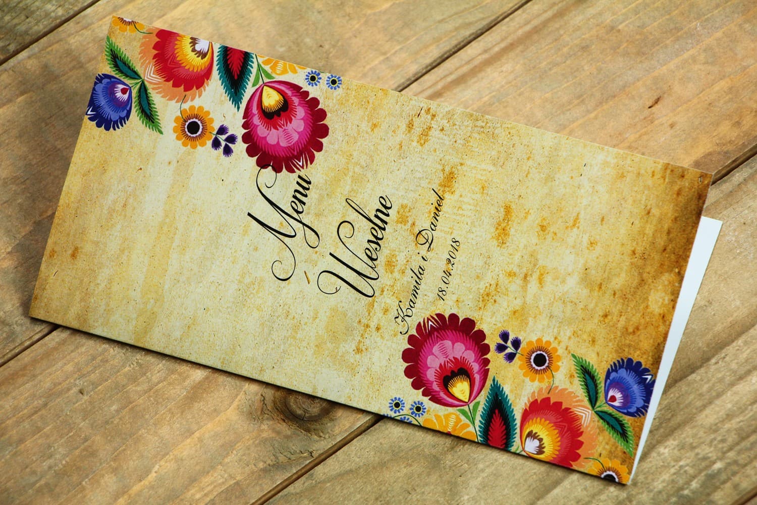 Rustic Wedding Menu with Polish Wildflowers | Folklore Wedding Menu Card | Folk Design 4