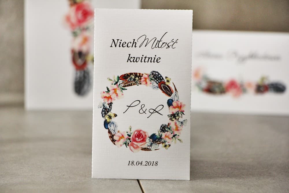 Forget-Me-Not Seeds for Guests in ECO Pouch | Boho Wedding Favours with Wreath Graphic | Pistachio No. 16