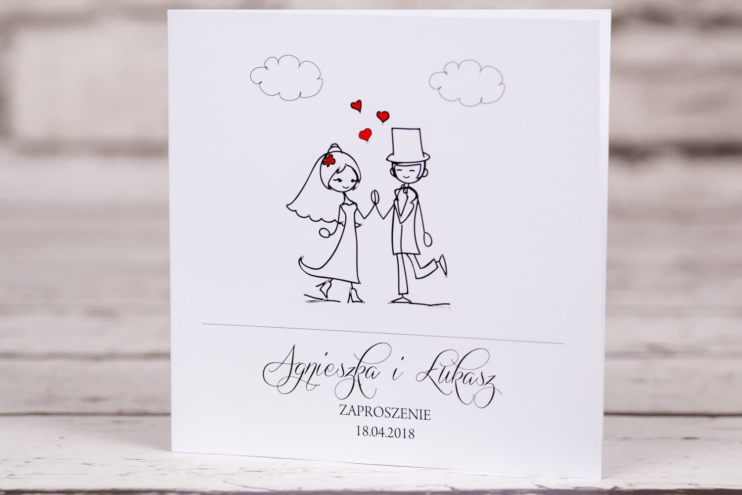 Funny Wedding Invitations with Cartoon Bride and Groom - Bueno No. 2