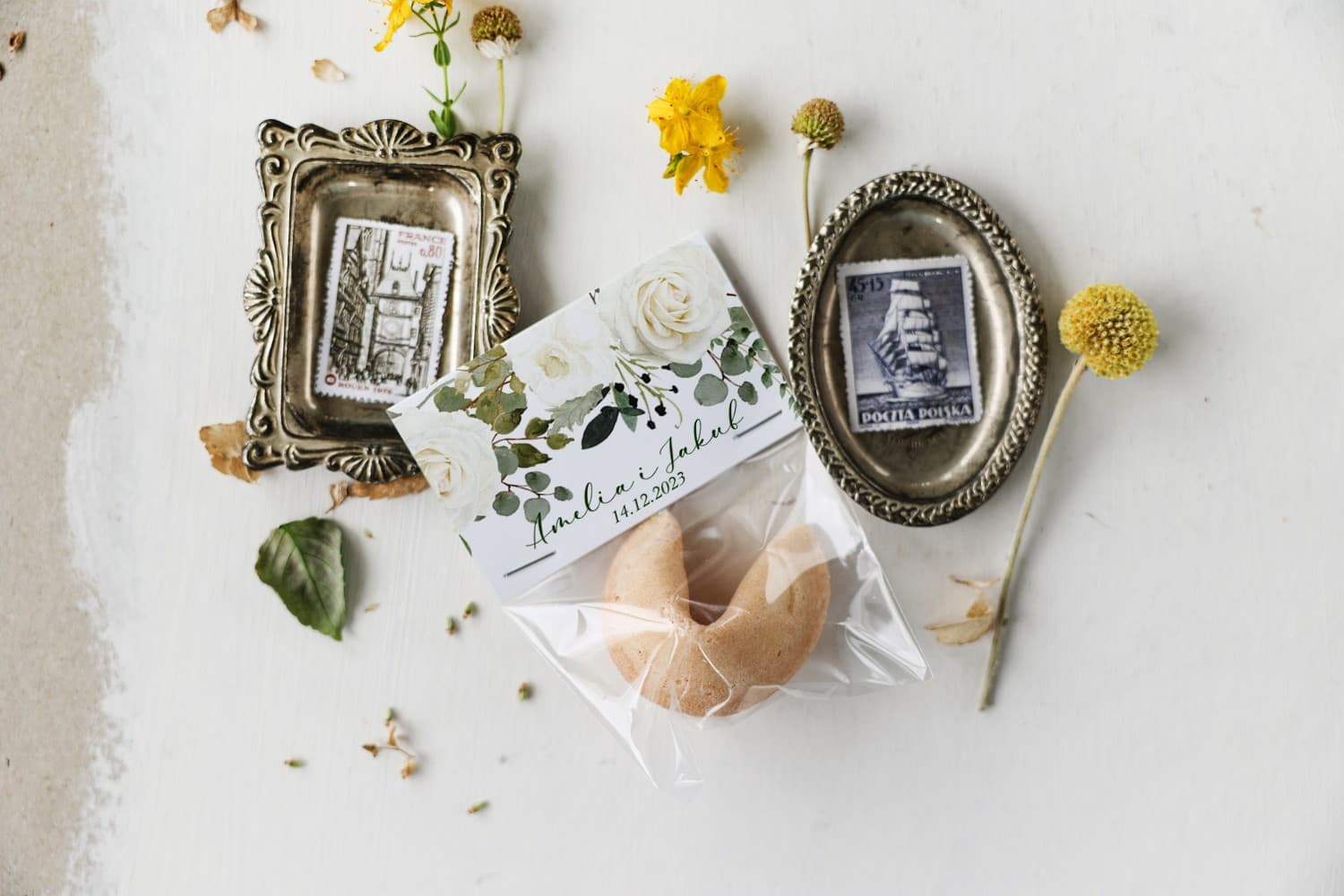 Galletas de la Fortuna Rosas Blancas | Detalles Elegantes para Invitados | Korani n.º 12