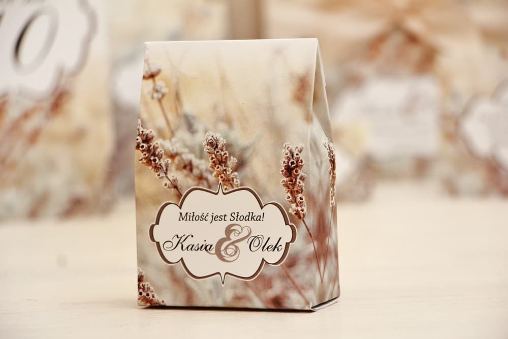 Gastgeschenk-Boxen mit Karamellbonbons Winter-Gras | Dankeschön für Hochzeitsgäste | Kollektion Felicja Nr. 10