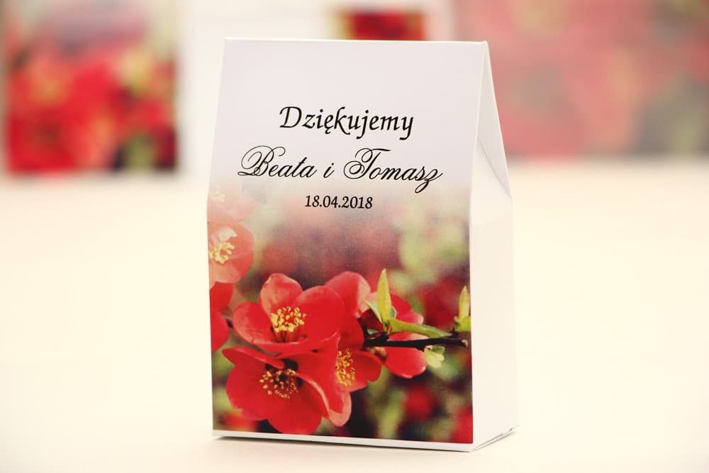 Gastgeschenk-Schachtel Rote Blüten | Süße Aufmerksamkeiten für Hochzeitsgäste | Elegant Nr. 15