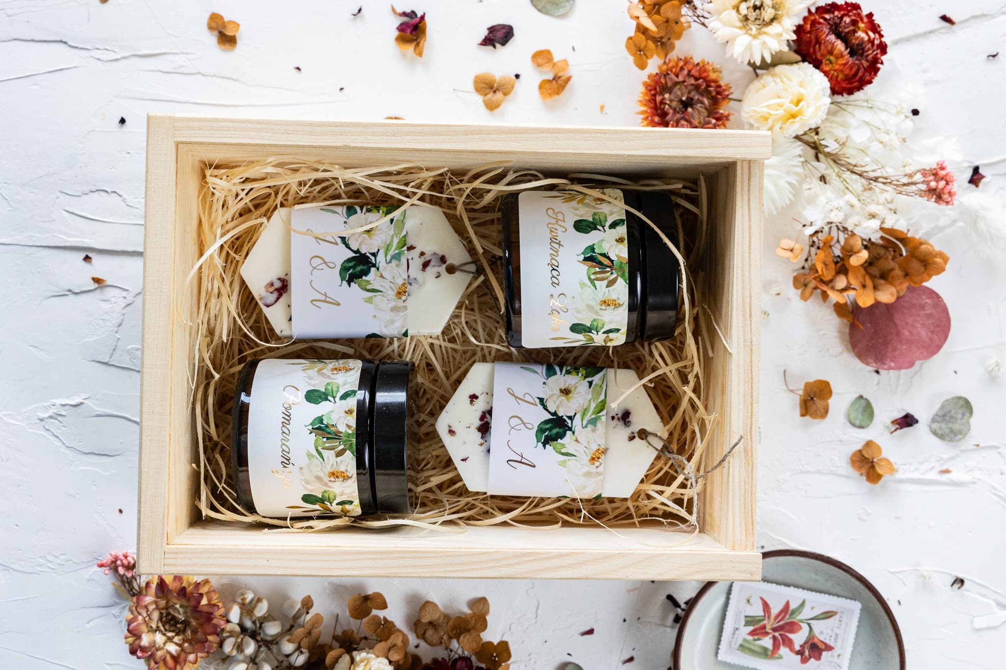 Eleganze Geschenkbox mit Sojakerzen | Dankeschön für Eltern zur Hochzeit | Rubin Nr. 1