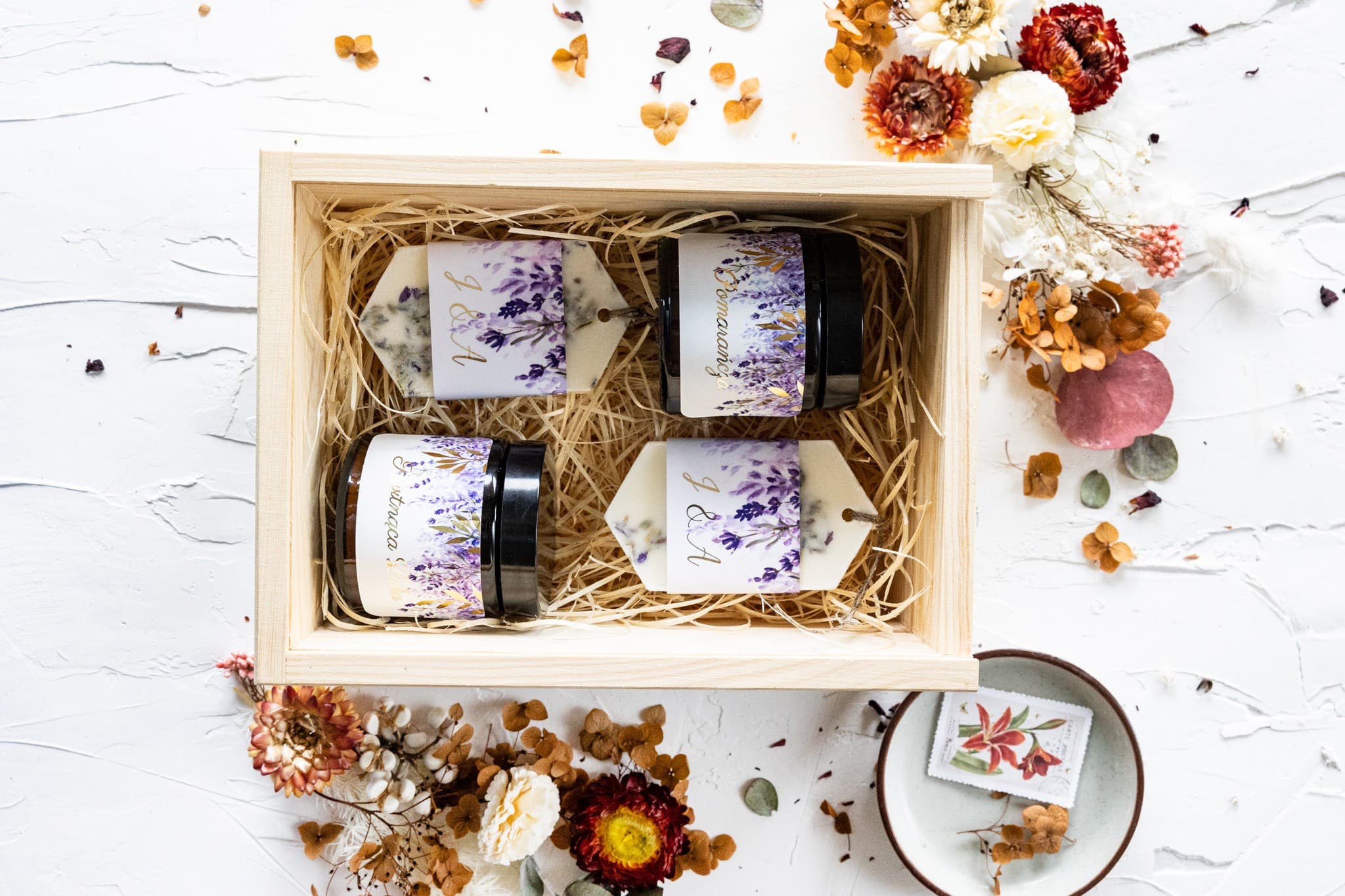 Elegant Heather Motif Gift Box with Soy Candles | Parents Thank You Gift | Rubin No. 5 - 2
