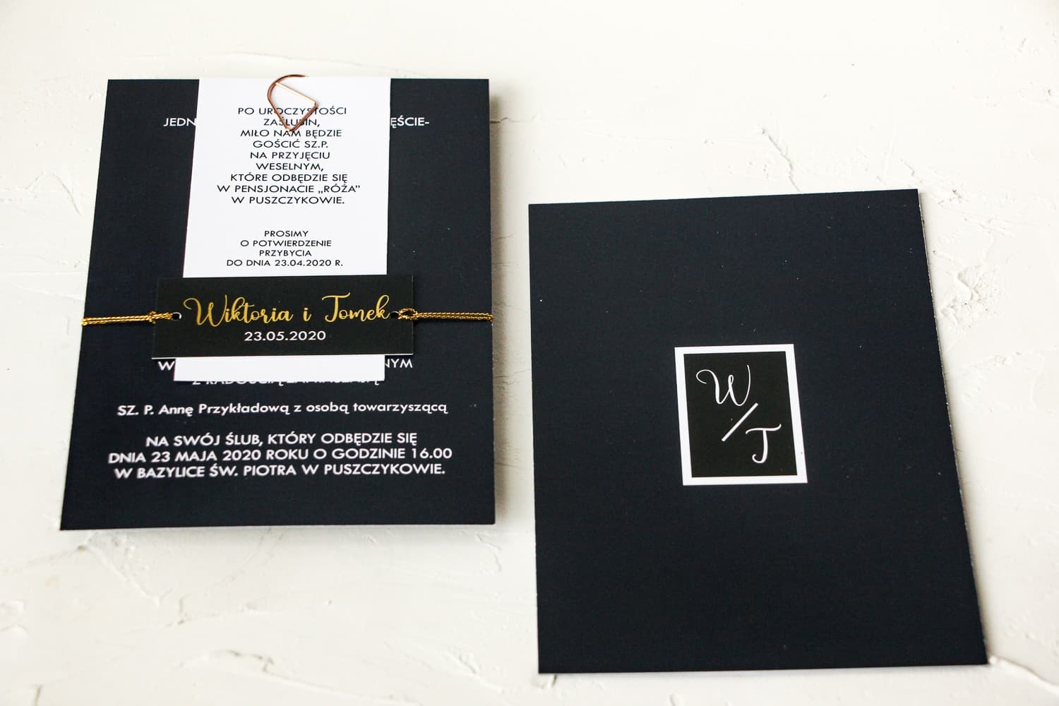 Navy Blue Glamour Wedding Invitations with Clip and Info Card – Emerald No. 1 - 3