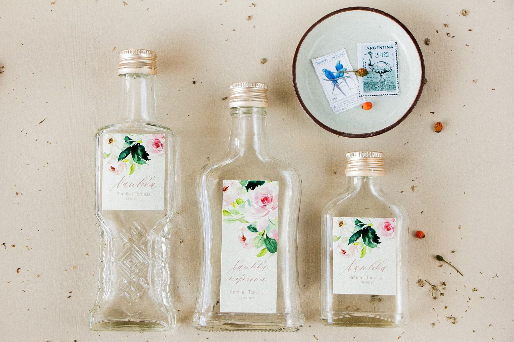 Opal No. 8 Glamour Peony Wedding Favour Liqueur Bottles - 2