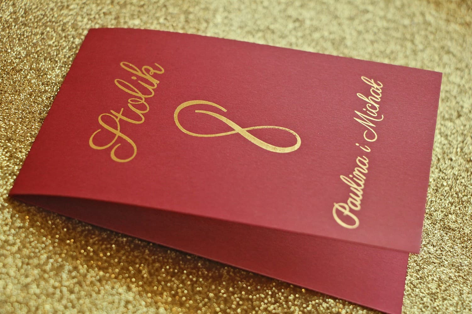 Elegant Foiled Wedding Table Numbers, Freestanding | Burgundy Table Numbers | Glamour No. 2