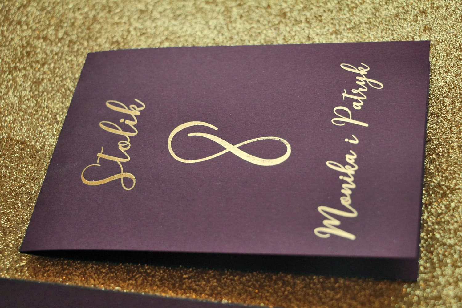 Elegant Purple Table Numbers with Foiling | Glamour Wedding Table Numbers | Glamour No. 4