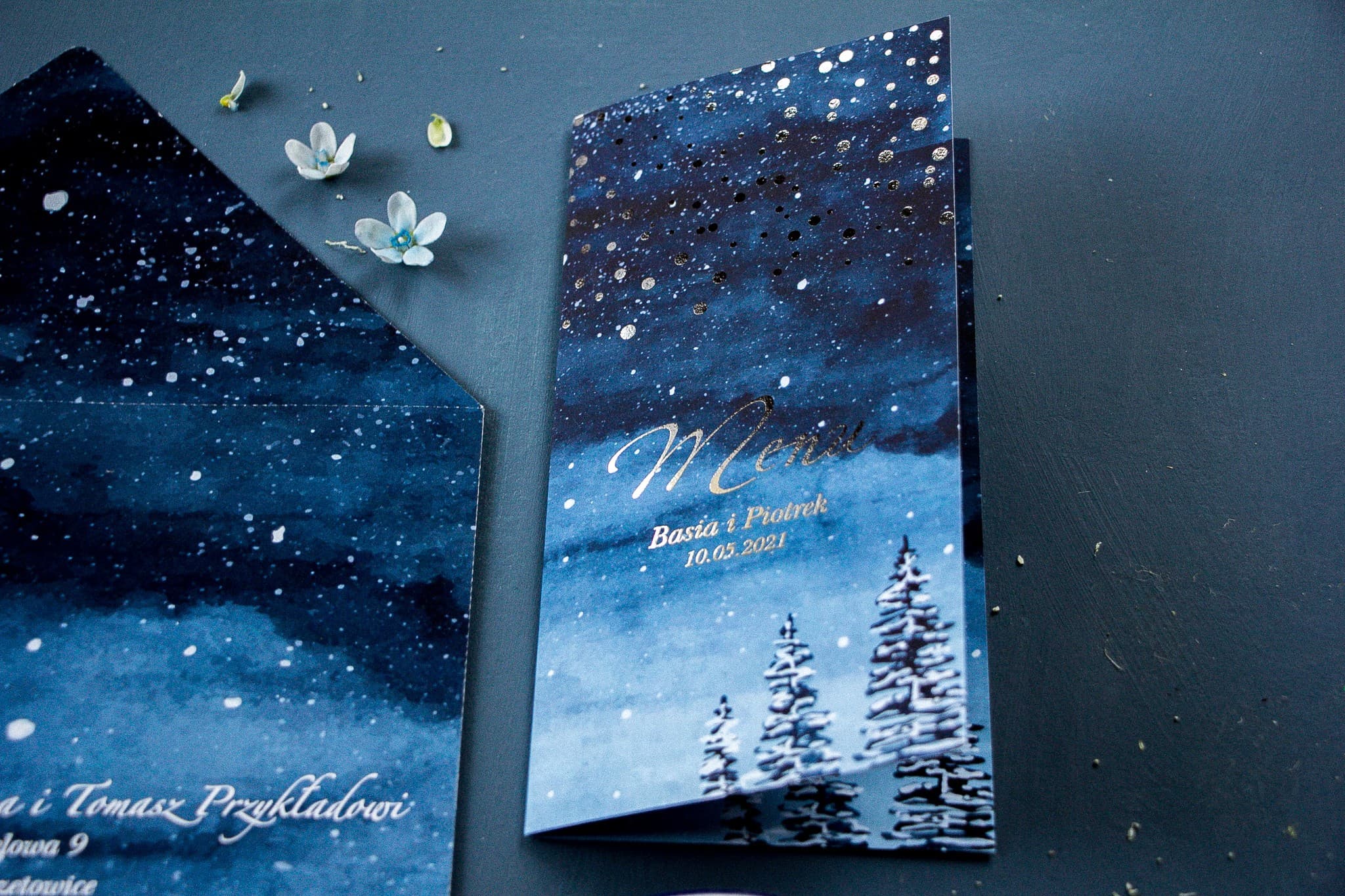 Stylish Wedding Menu Card | Glamour with Silver Polka Dots | Pastel No. 6