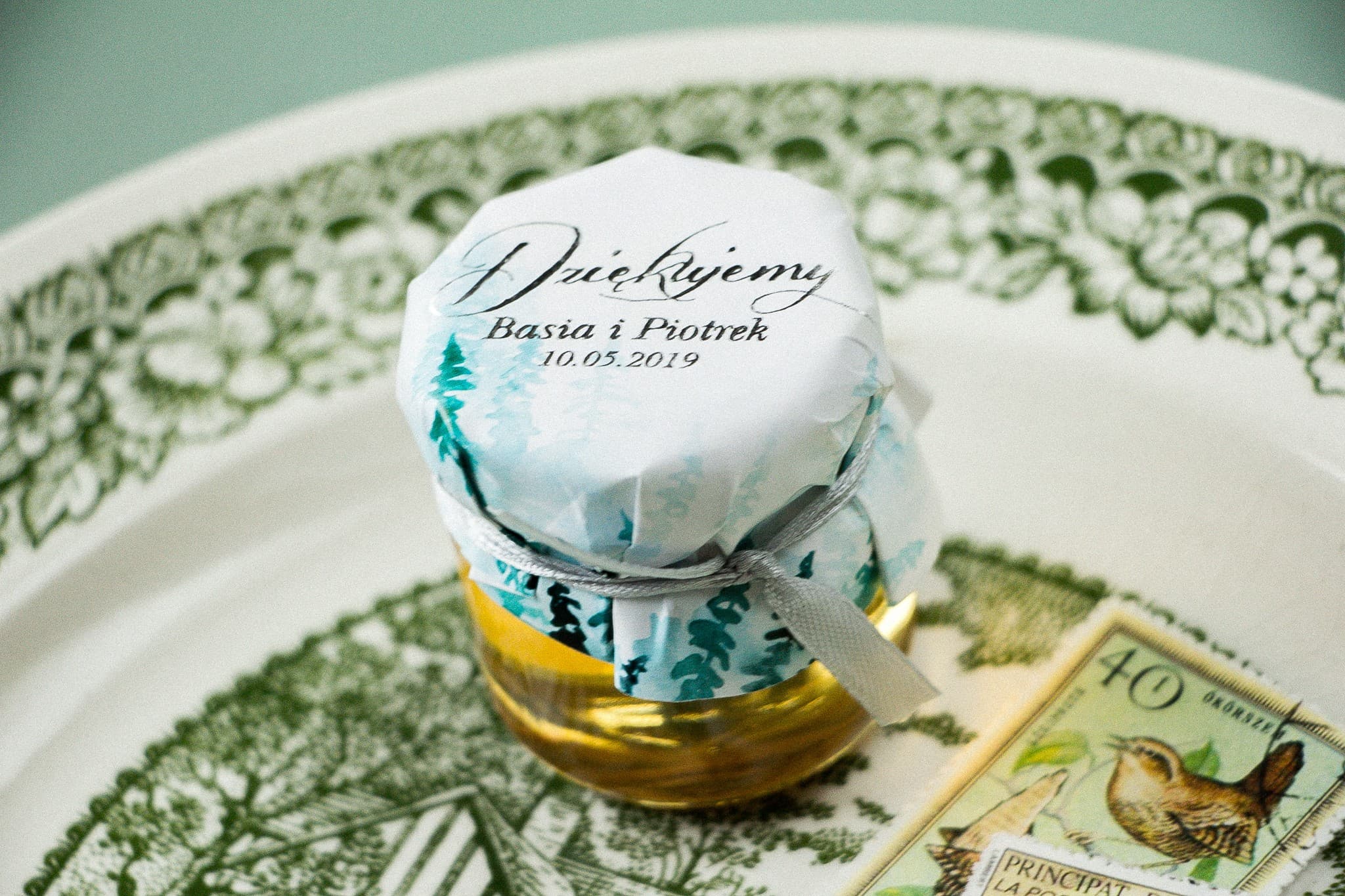 Silver Foiled Wedding Honey Jars Pastel No. 7 – Sweet Favour with Watercolor Flower