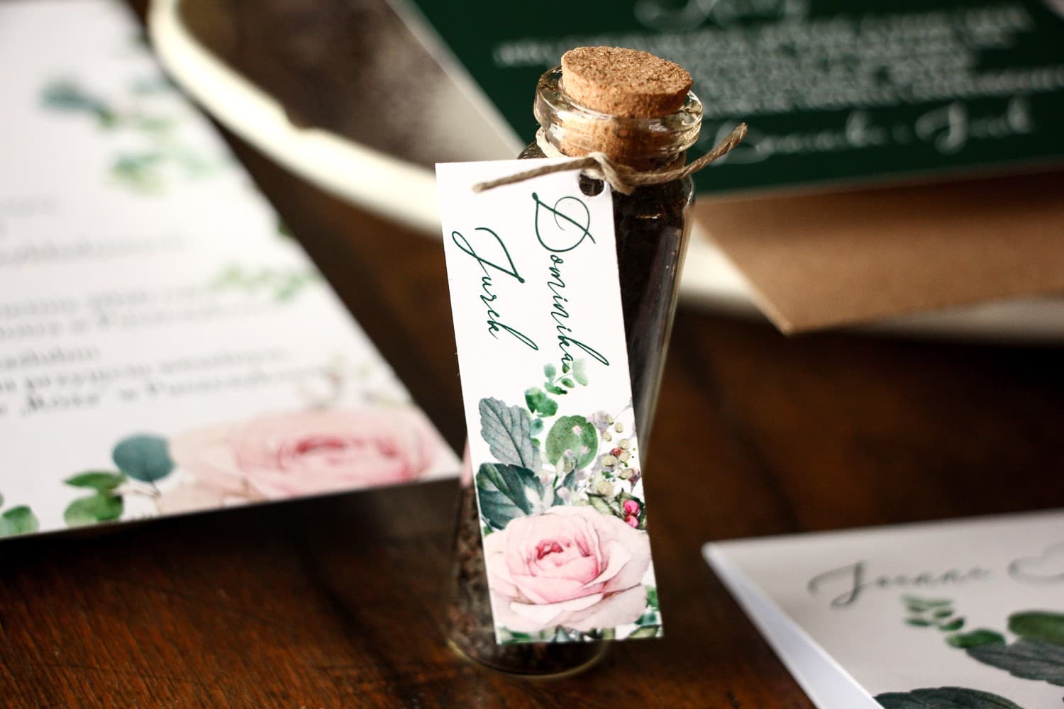 Tea in a Glass Bottle Wedding Favours | Rose Motif Wedding Gifts | Delize No. 4