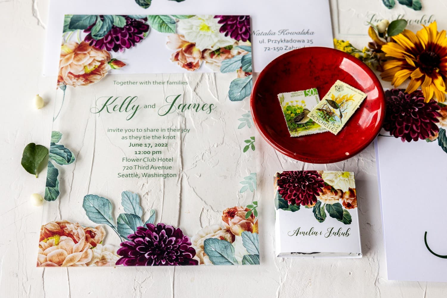 Glass Wedding Invitation Korani No. 13 – Autumn Roses - 4