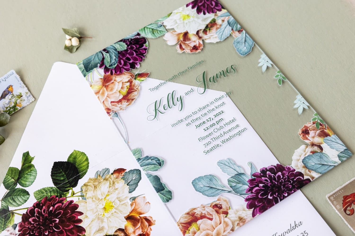 Glass Wedding Invitation Korani No. 13 – Autumn Roses - 5