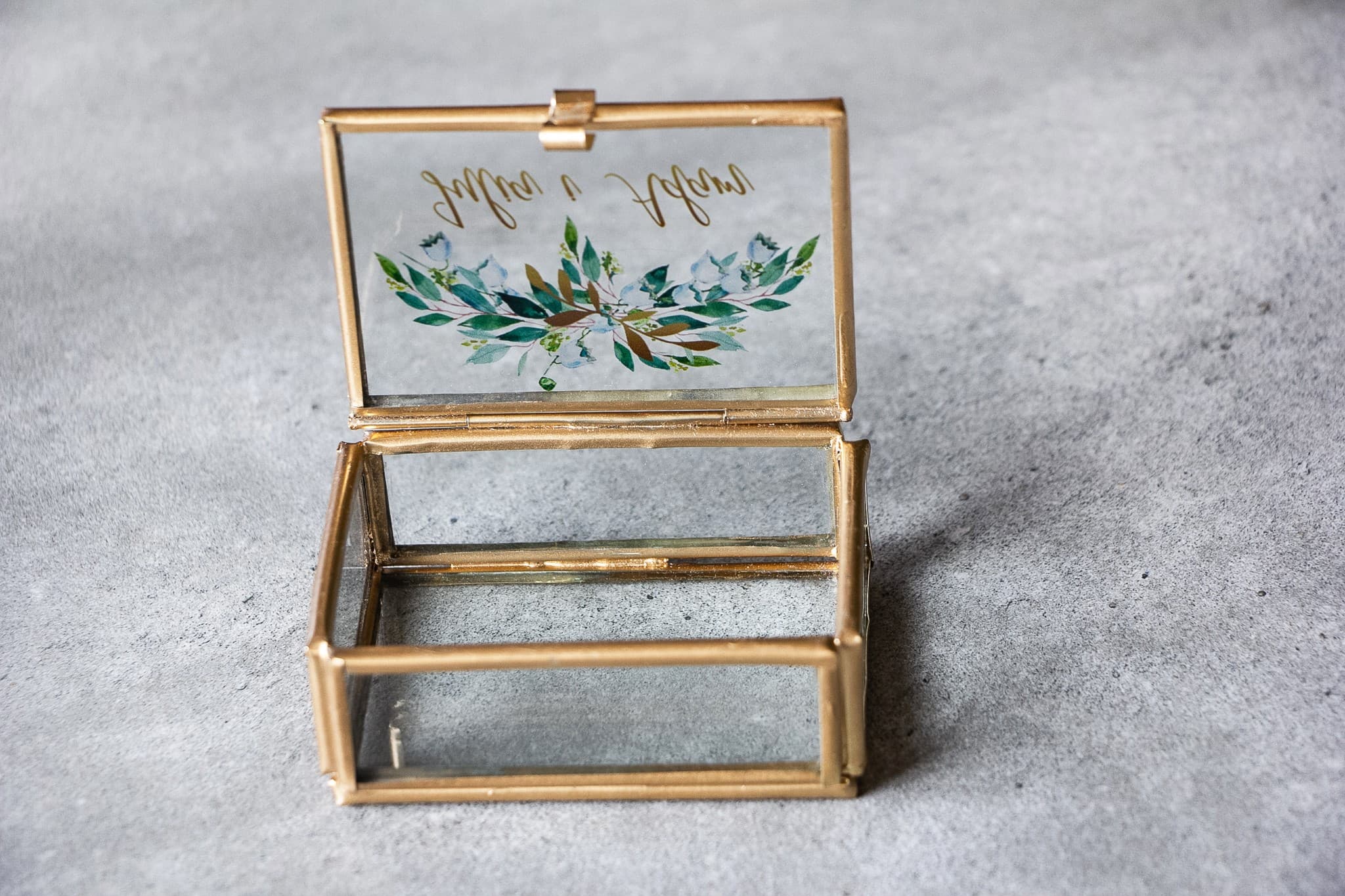 Wedding Ring Box Rubin No. 4 – Glass Casket with Lily of the Valley Motif - 2