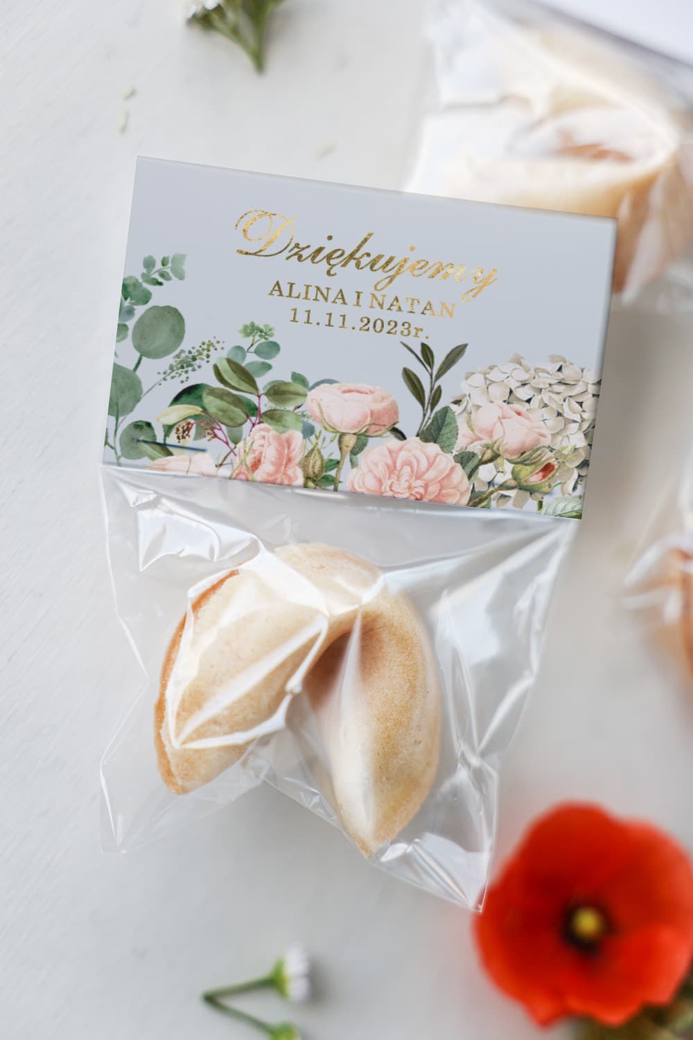 Personalisierte Glückskekse | Elegante Gastgeschenke für die Hochzeit | Kollektion Szafirowe Nr. 2