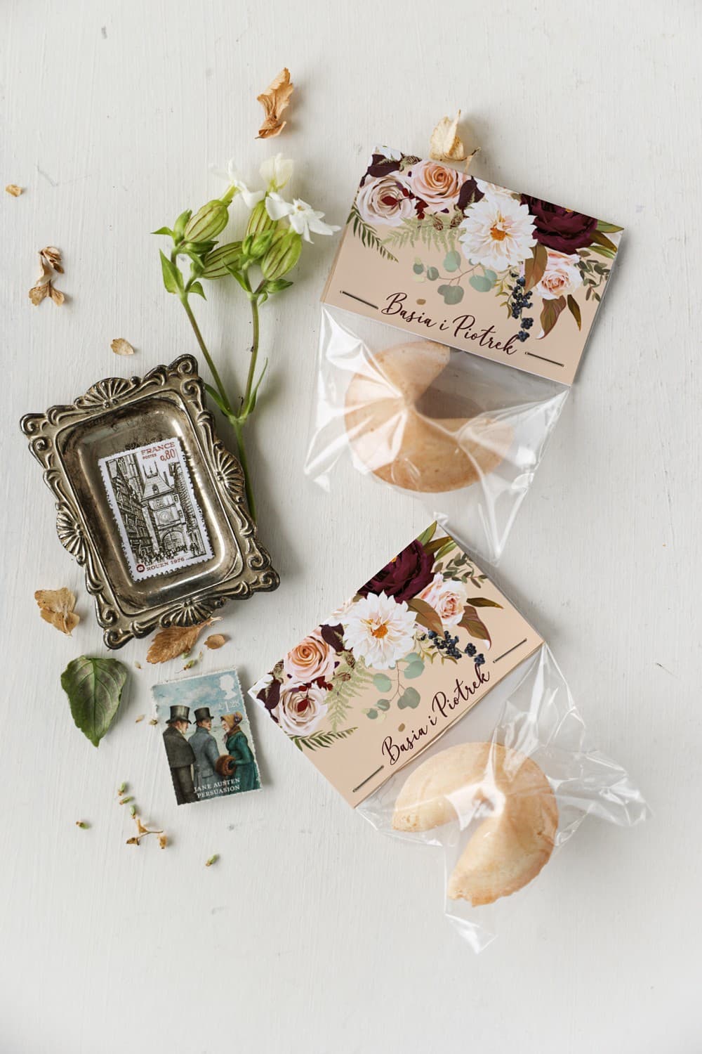 Glückskekse mit eigenem Text, Blumenmuster | Originelle Gastgeschenke | Korani Nr. 2