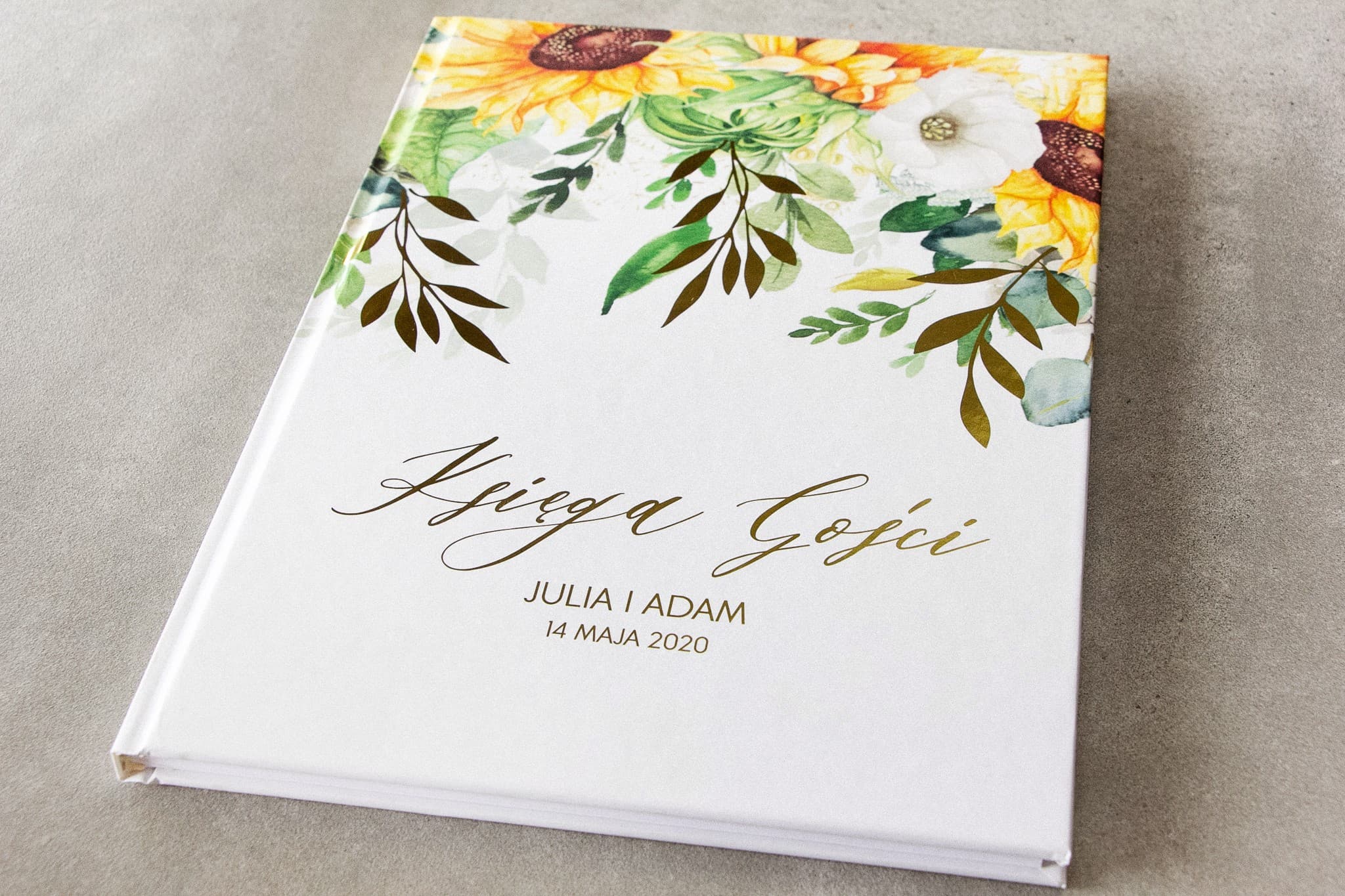 Gold Foiled Floral Wedding Guest Book A4, Personalized | Elegant Wedding Keepsake | Rubin No. 7