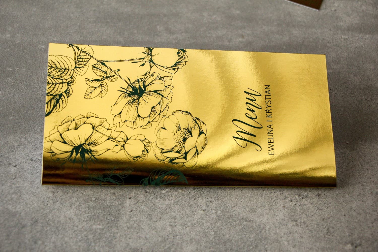 Gilded Wedding Menu with Roses, Elegant Menu Card | Glamour Wedding Menu | Brilant No. 3