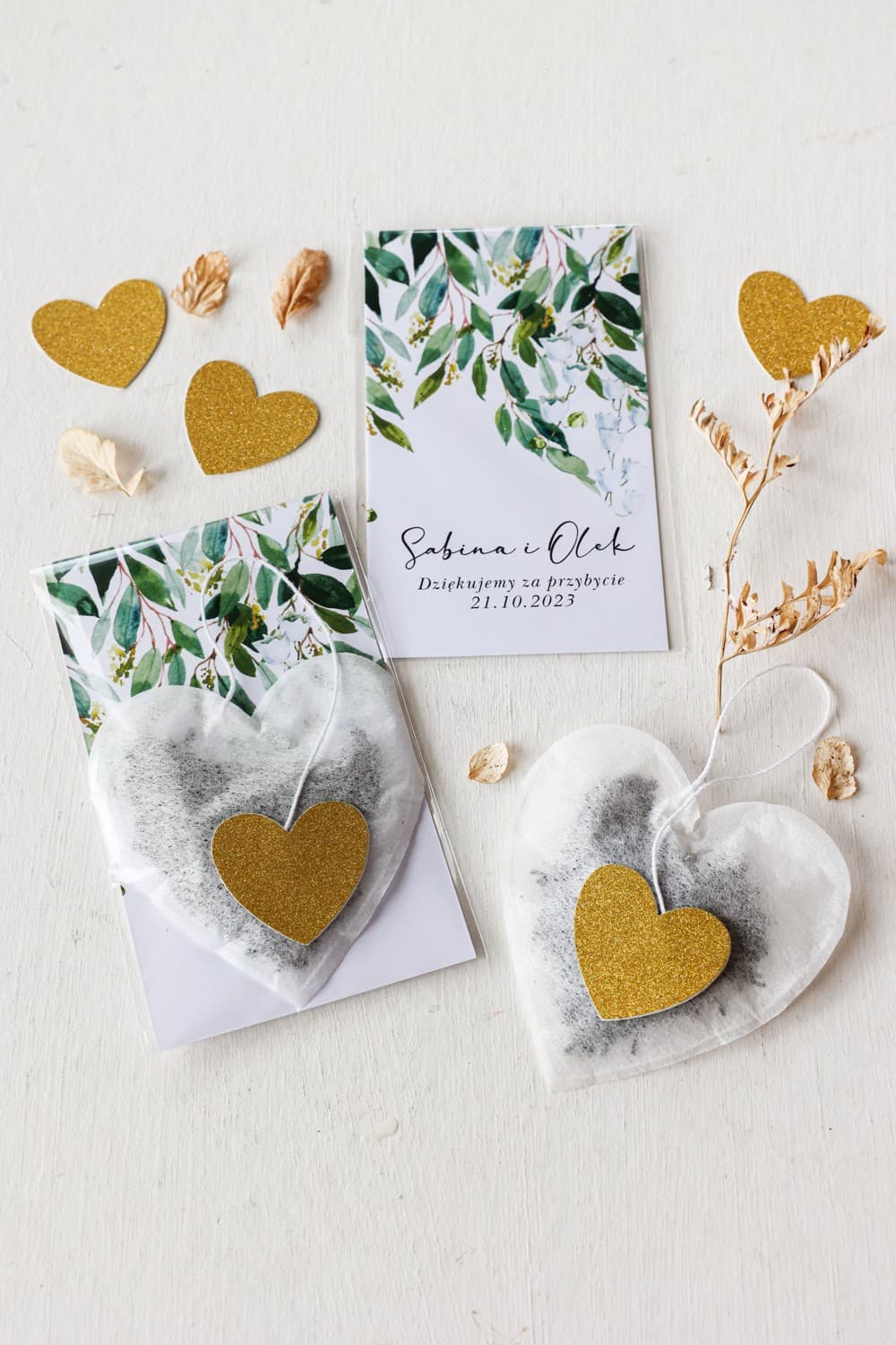 Wedding Favour Heart-Shaped Tea with Lily of the Valley | Rubin Design 4